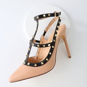 NIB LULU’S VANEK NUDE STUDDED POINTED-TOE PUMPS